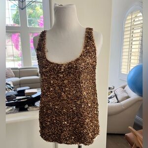 NWT Massimo Dutti Golden Strappy sequin top Size S